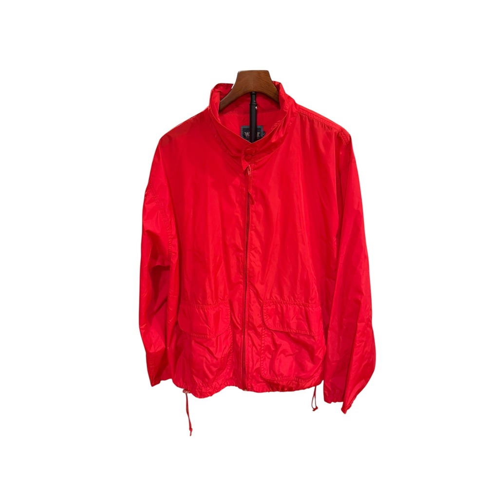 Woolrich Mens Red Vintage Windbreaker Jacket Full Zip Nylon Prep old skool sz L